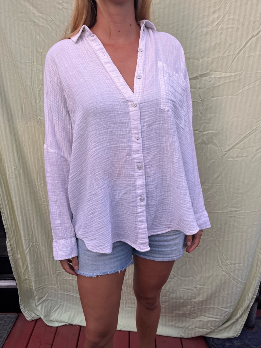 Gauzy Button-Down Shirt - 100% Cotton - American Eagle Outfitters